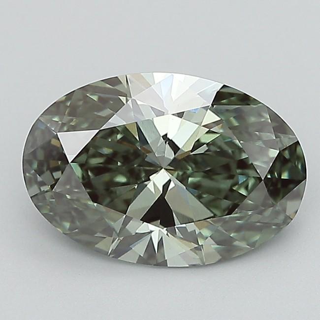 3.12 Ct. Fancy Vivid  Green Oval Lab Grown Diamond