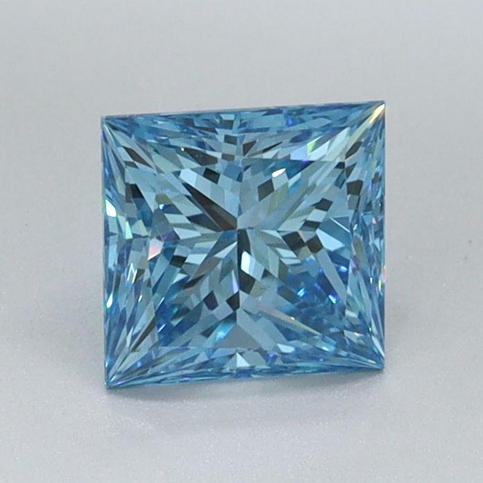 0.92 Ct. Fancy Vivid Malibu Blue Princess Lab Grown Diamond