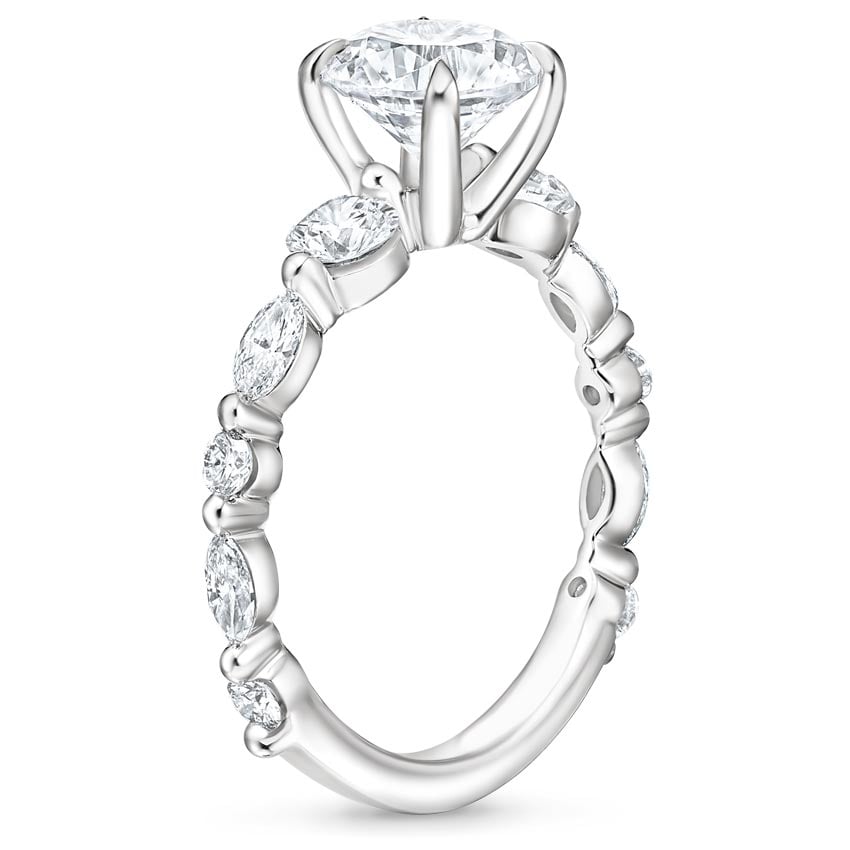 18K White Gold Three Stone Versailles Diamond Ring (1/2 ct. tw.), large side view