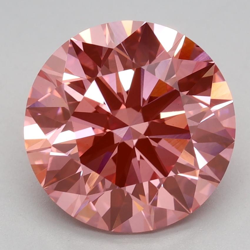 3.16 Ct. Fancy Vivid Pink Round Lab Grown Diamond