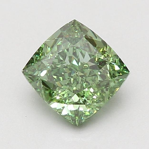 1.53 Ct. Fancy Vivid Green Cushion Lab Grown Diamond