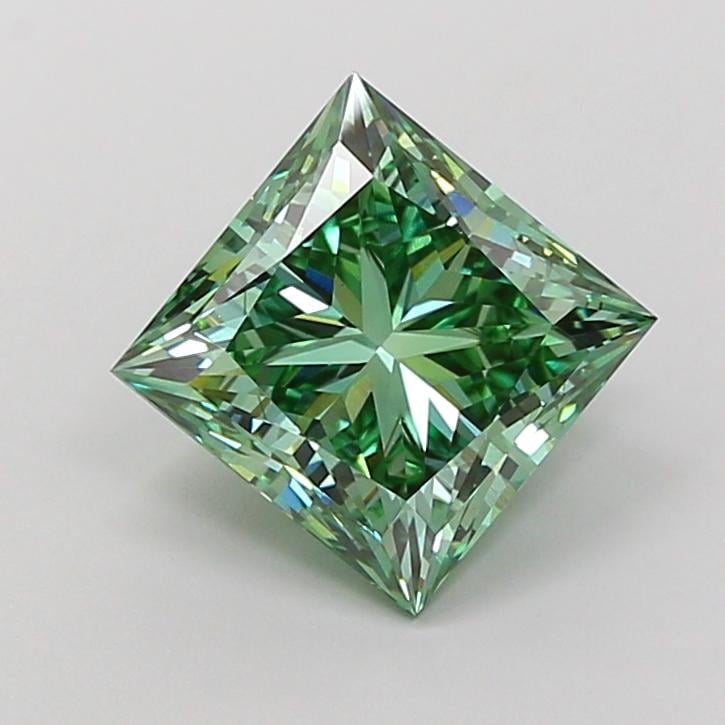 3.59 Ct. Fancy Vivid Green Princess Lab Grown Diamond