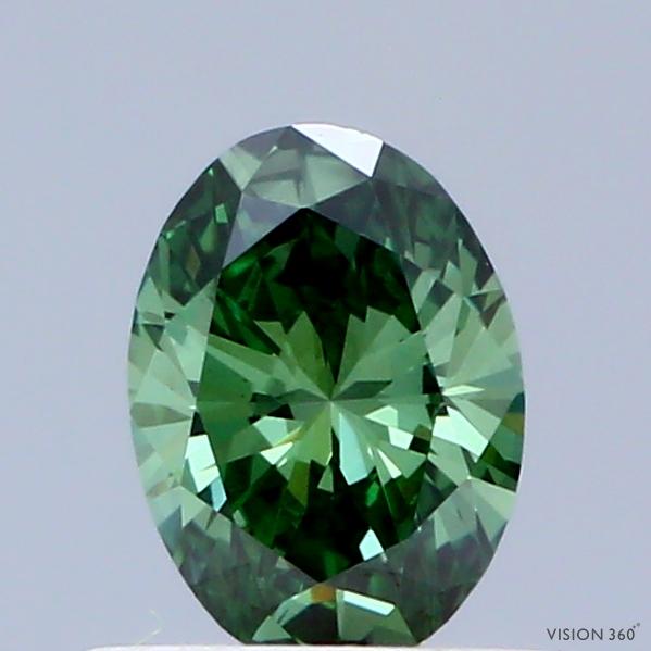 0.41 Ct. Fancy Vivid Green Oval Lab Grown Diamond