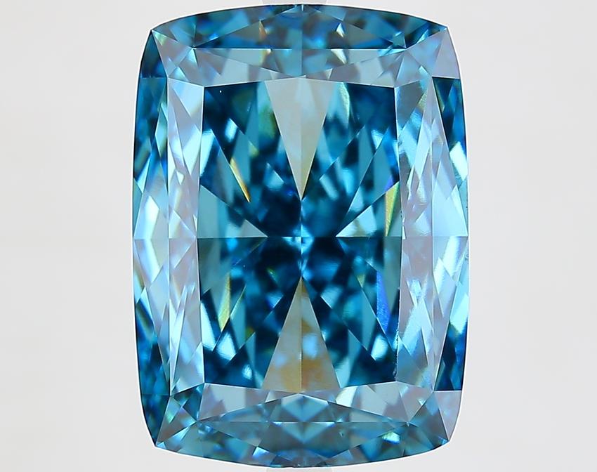 11.92 Ct. Fancy Vivid Blue Cushion Lab Grown Diamond