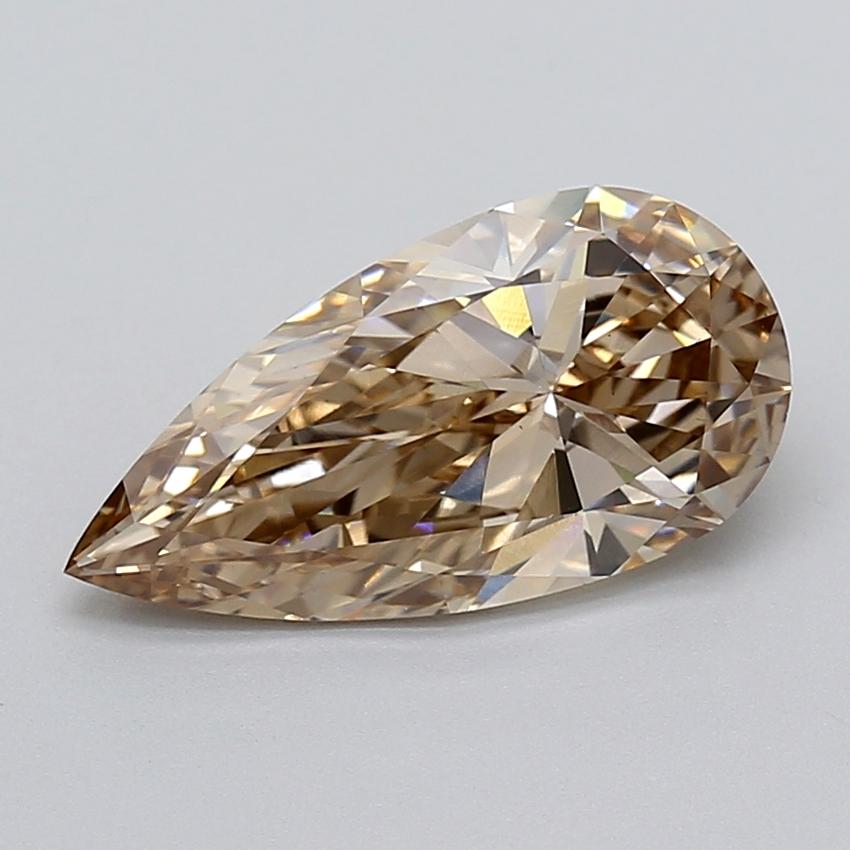 3.04 Ct. Very Light  Brown Pear Lab Grown Diamond