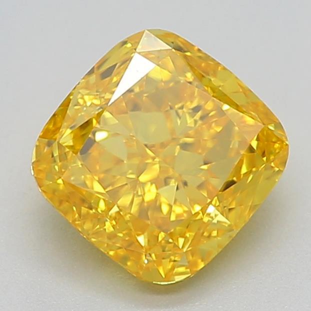 0.82 Ct. Fancy Vivid Yellow Cushion Lab Grown Diamond