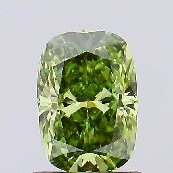 1.04 Ct. Fancy Vivid Green Cushion Lab Grown Diamond