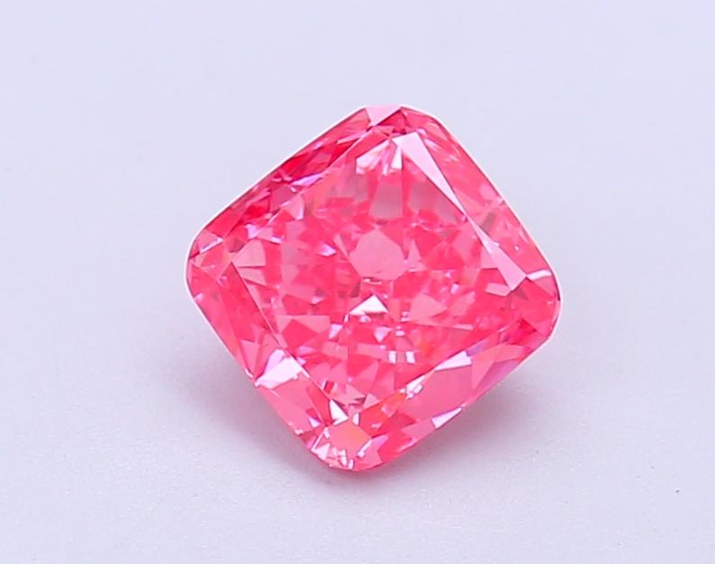 1.08 Ct. Fancy Vivid  Pink Cushion Lab Grown Diamond