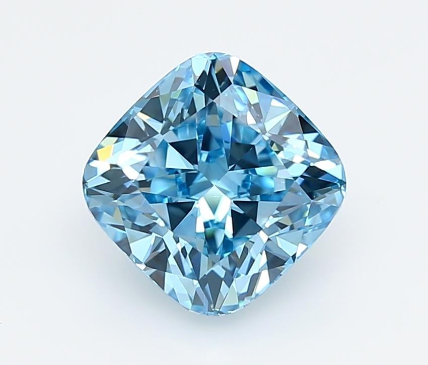 2.51 Ct. Fancy Vivid  Blue Cushion Lab Grown Diamond