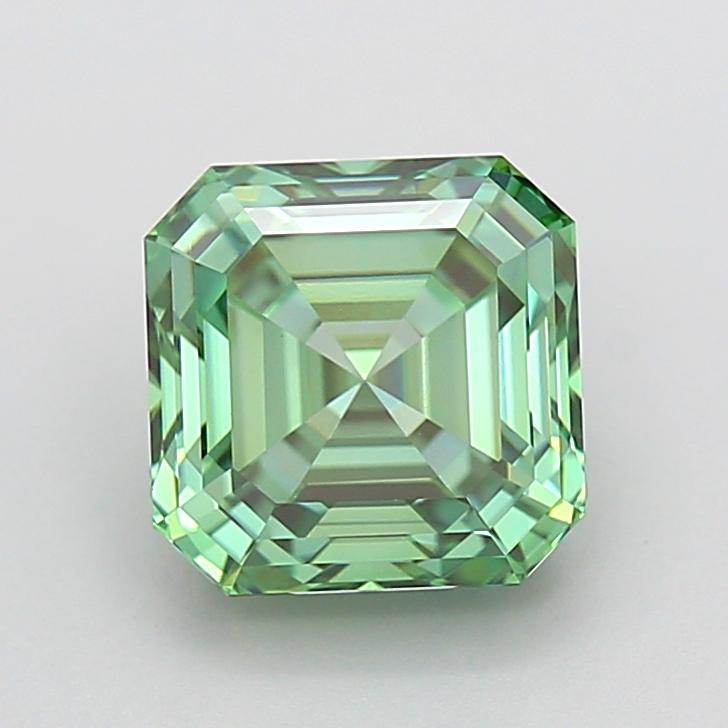 2.00 Ct. Fancy Vivid  Green Asscher Lab Grown Diamond