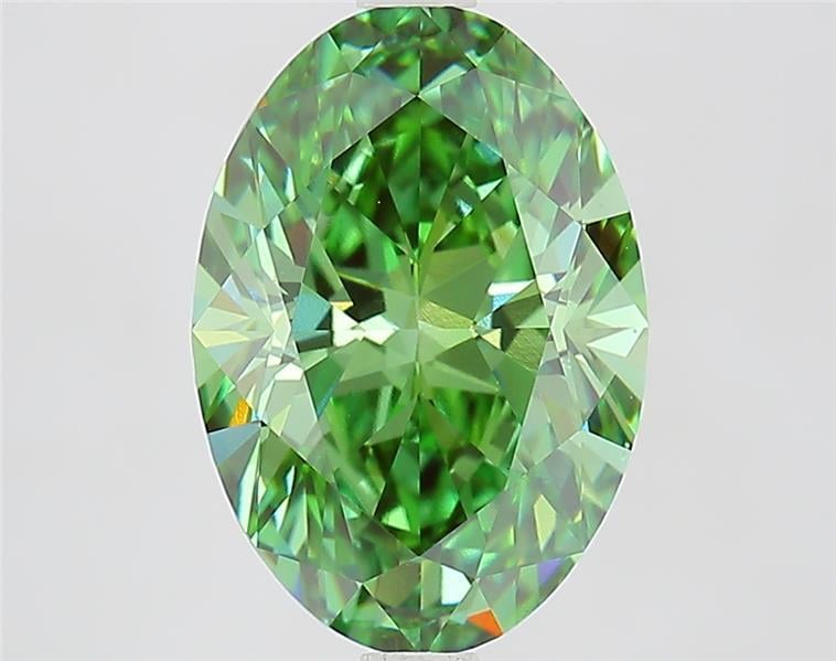 3.50 Ct. Fancy Vivid Green Oval Lab Grown Diamond