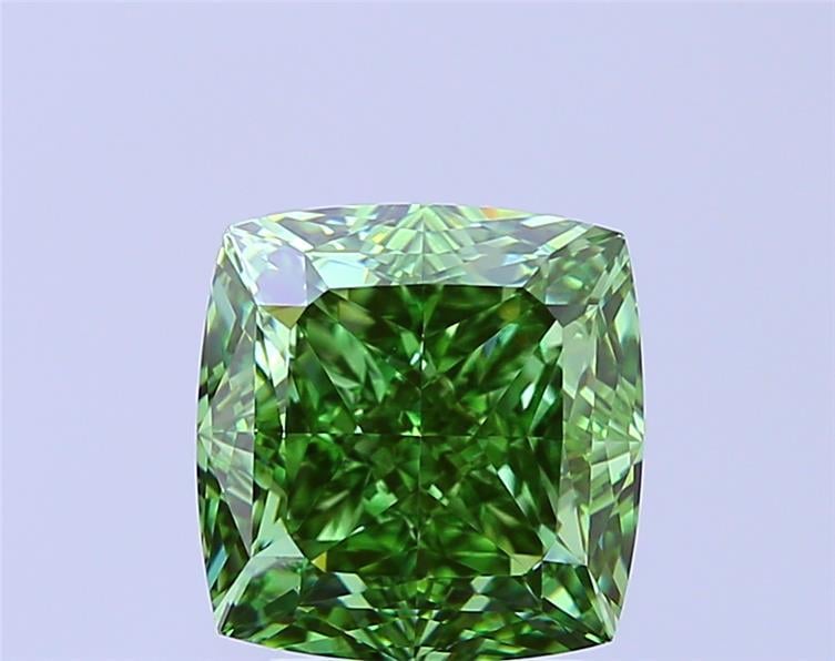 4.15 Ct. Fancy Vivid Green Cushion Lab Grown Diamond