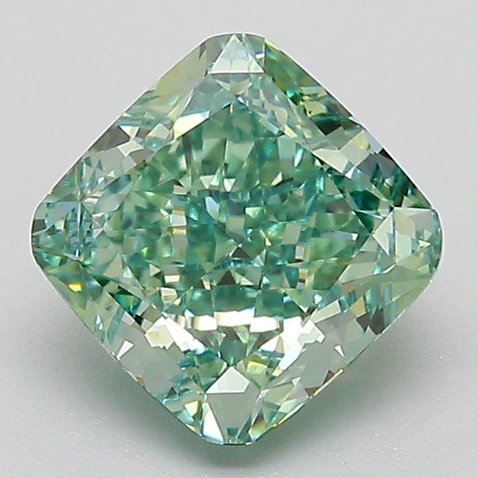 2.08 Ct. Fancy Vivid  Green Cushion Lab Grown Diamond