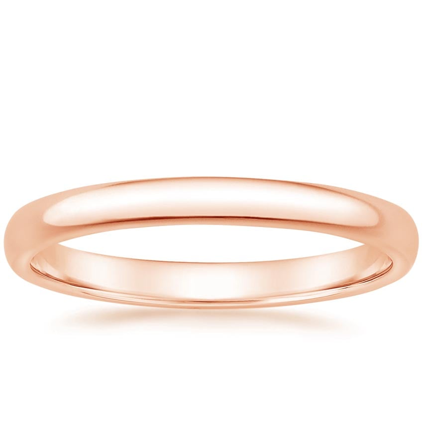 14K Rose Gold 2mm Slim Profile Wedding Ring, large top view