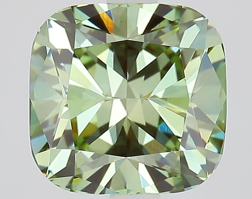 2.32 Ct. Fancy Vivid Green Cushion Lab Grown Diamond