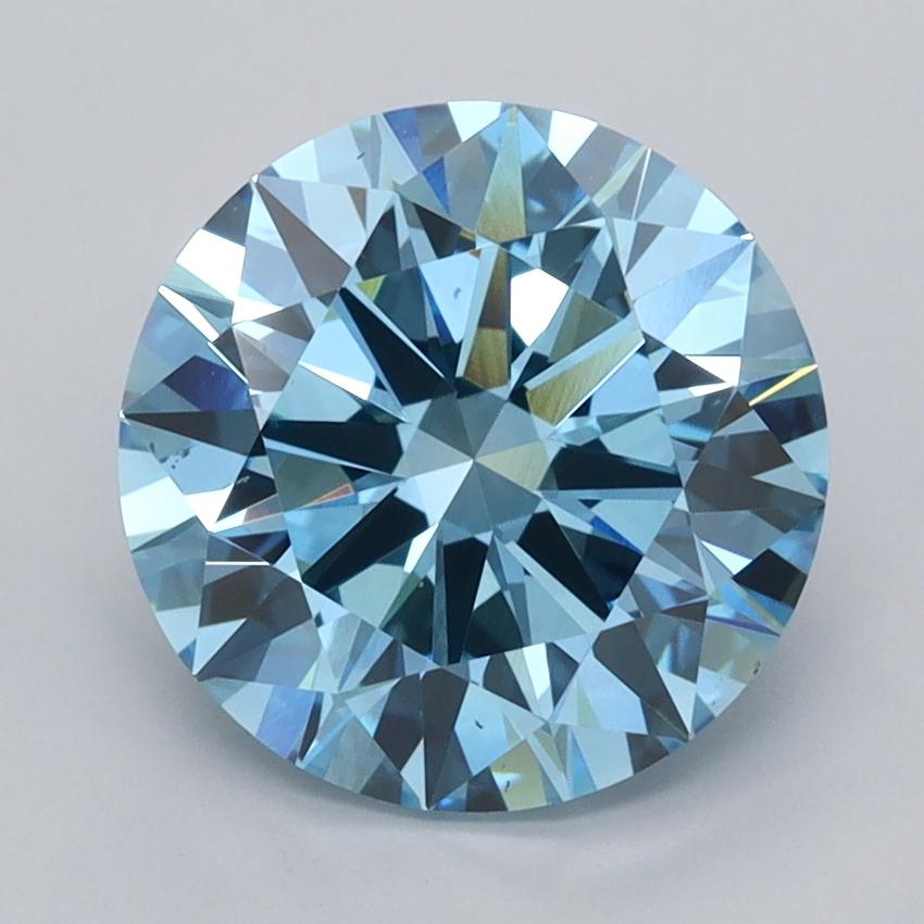 3.03 Ct. Fancy Vivid  Blue Round Lab Grown Diamond