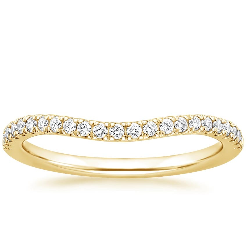 18K Yellow Gold Curved Ballad Diamond Ring (1/6 ct. tw.), large top view