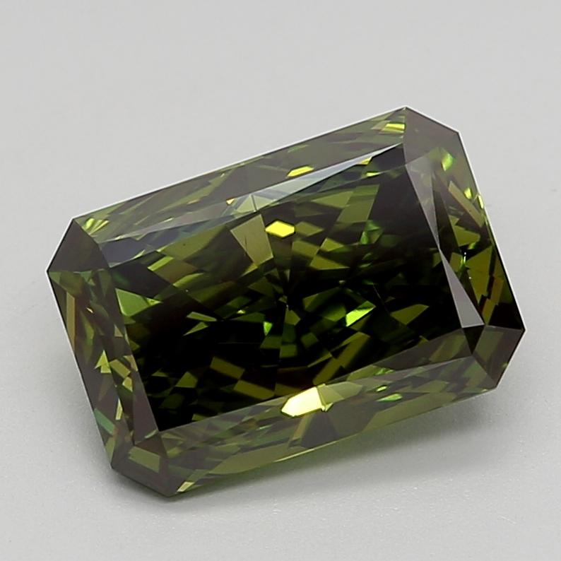 3.98 Ct. Fancy Vivid  Green Radiant Lab Grown Diamond