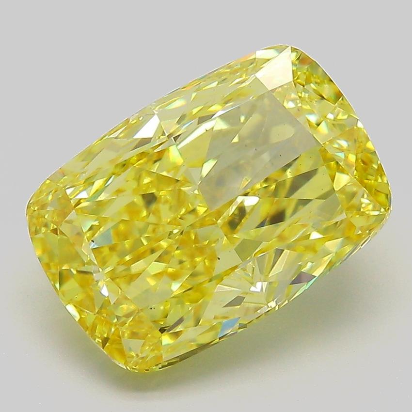 6.04 Ct. Fancy Vivid  Yellow Cushion Lab Grown Diamond