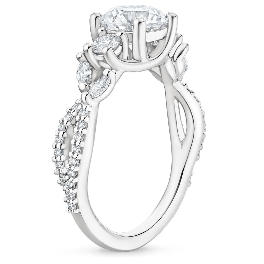 18K White Gold Three Stone Luxe Willow Diamond Ring (1/2 ct. tw.), large side view