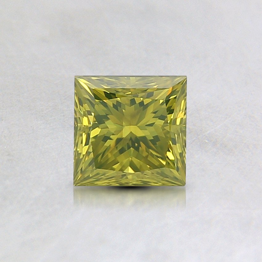 0.54 Ct. Lab Grown Fancy Vivid Green-Yellow Princess Diamond