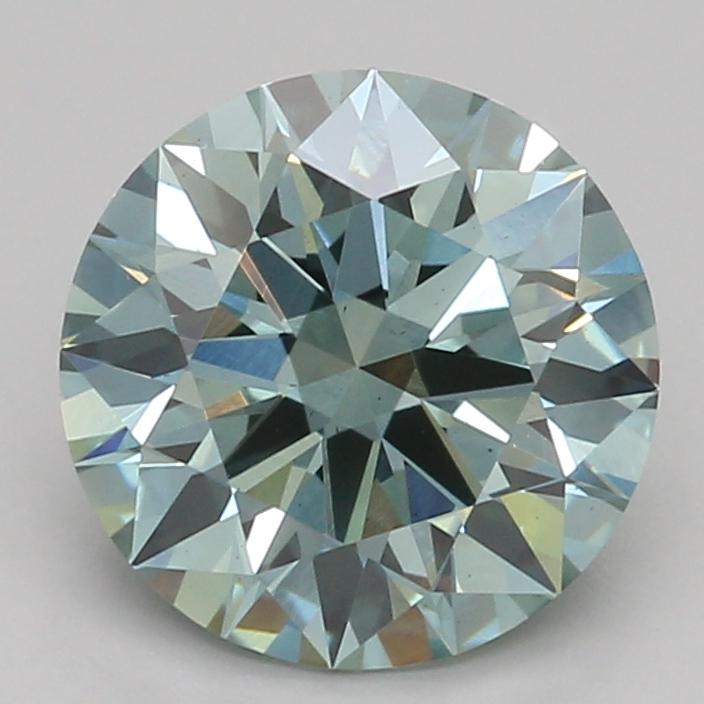 1.09 Ct. Fancy Vivid Greenish Blue Round Lab Grown Diamond