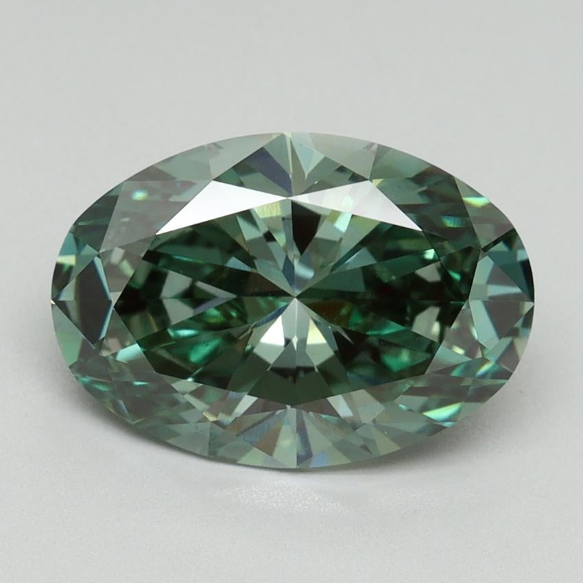 3.11 Ct. Fancy Vivid Pacific Green Oval Lab Grown Diamond