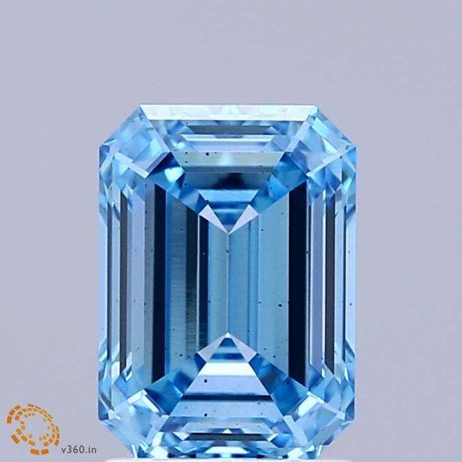 2.01 Ct. Fancy Vivid  Blue Emerald Lab Grown Diamond