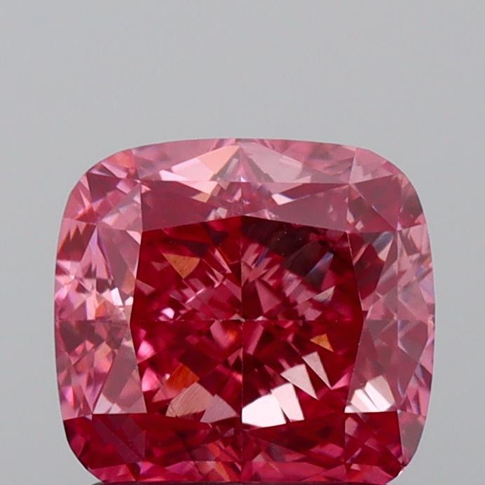 1.59 Ct. Fancy Vivid  Pink Cushion Lab Grown Diamond