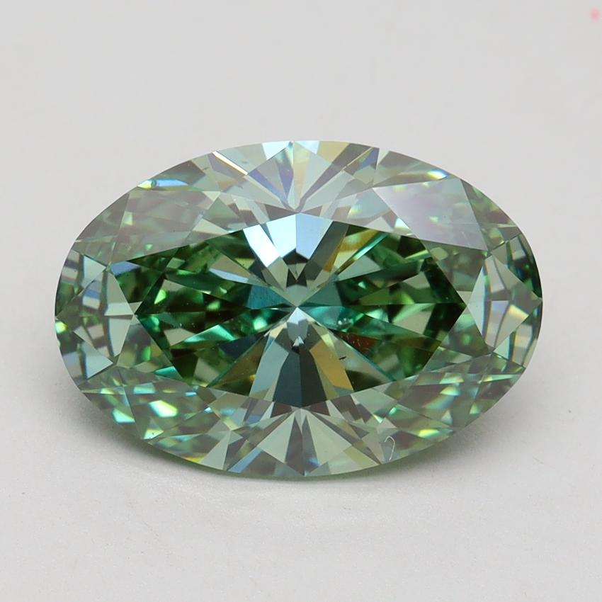4.02 Ct. Fancy Vivid Green Oval Lab Grown Diamond