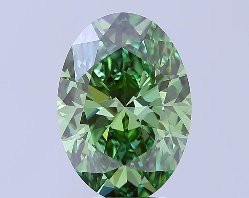 4.02 Ct. Fancy Vivid  Green Oval Lab Grown Diamond