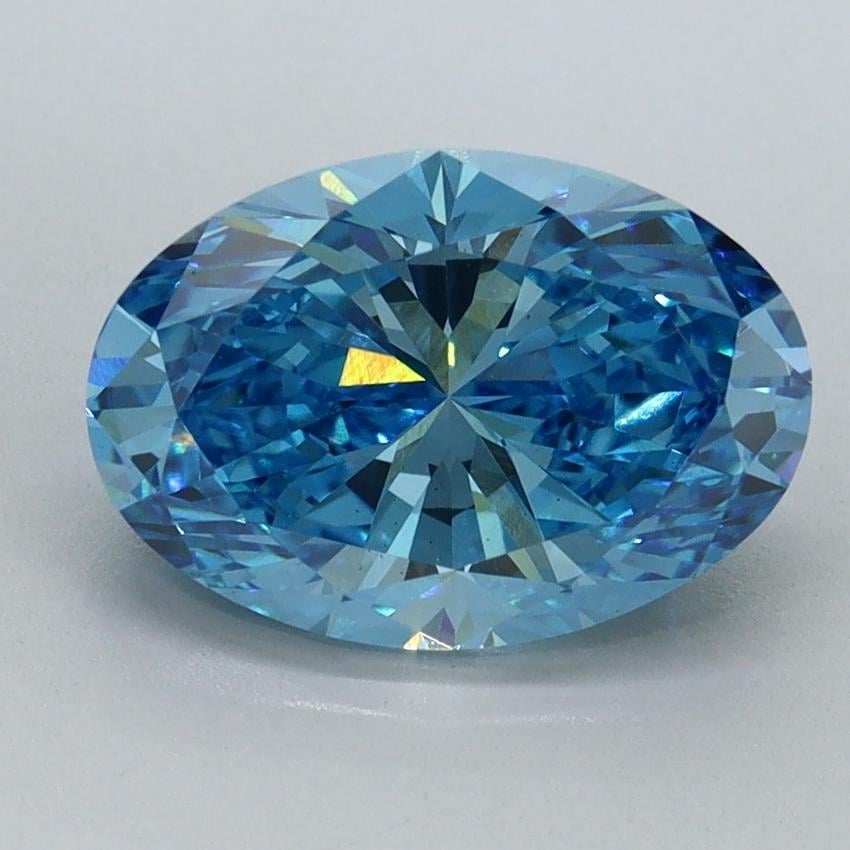 2.61 Ct. Fancy Vivid Malibu Blue Oval Lab Grown Diamond