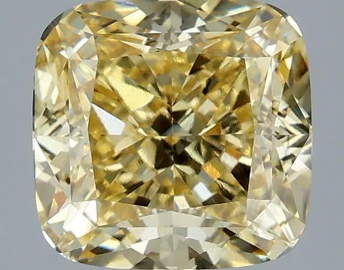 3.09 Ct. Fancy Intense Yellow Cushion Lab Grown Diamond