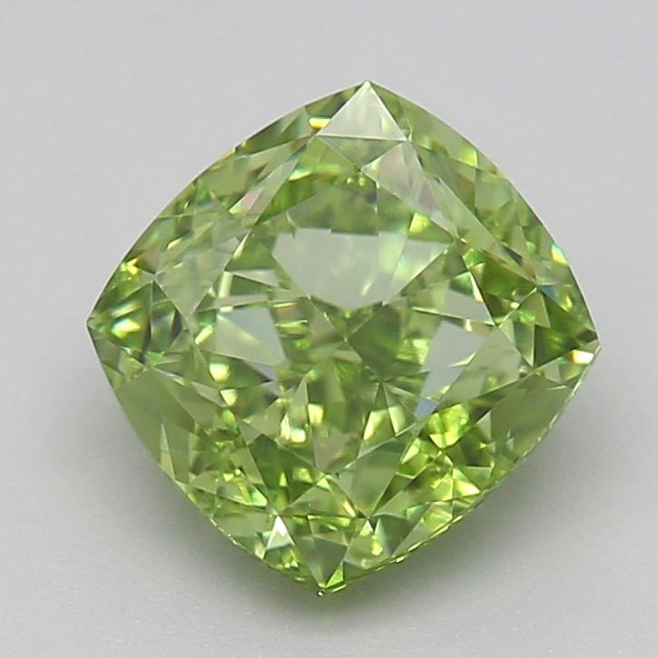 1.56 Ct. Fancy Vivid Green Cushion Lab Grown Diamond