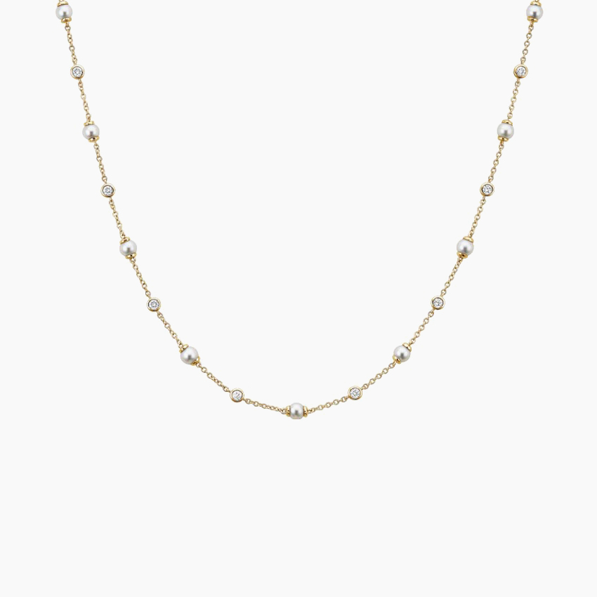 Athena Premium Akoya Cultured Pearl and Diamond Strand Necklace (3/8 ct. tw.)