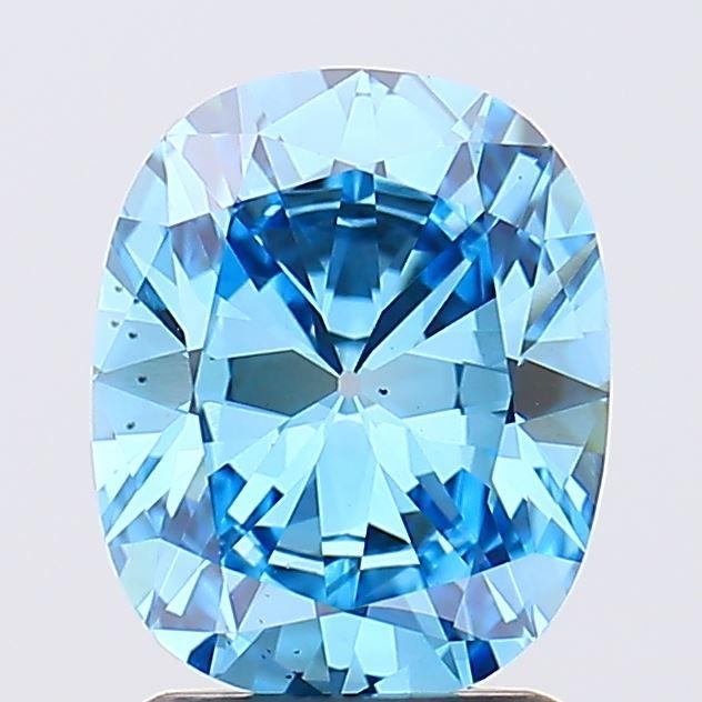 1.72 Ct. Fancy Vivid Blue Cushion Lab Grown Diamond