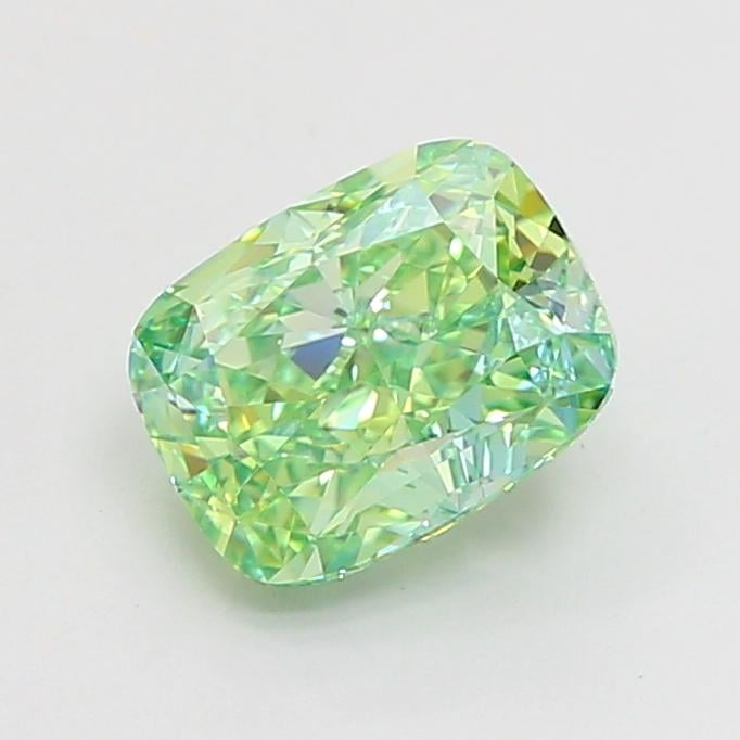 1.57 Ct. Fancy Vivid Green Cushion Lab Grown Diamond