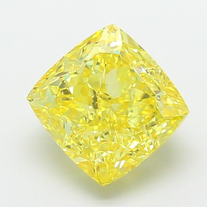 5.13 Ct. Fancy Intense  Yellow Cushion Lab Grown Diamond
