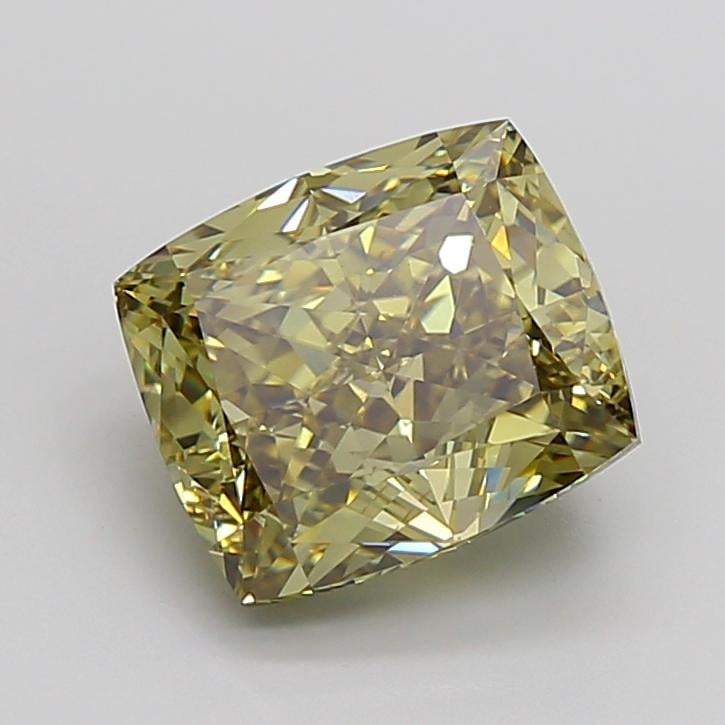 6.57 Ct. Fancy Intense Greyish Yellow Cushion Lab Grown Diamond