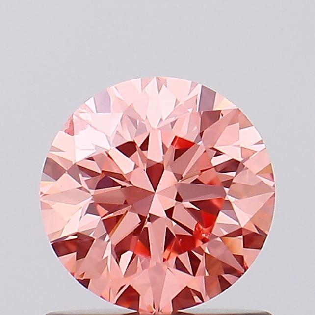 0.84 Ct. Fancy Vivid Orangy Pink Round Lab Grown Diamond