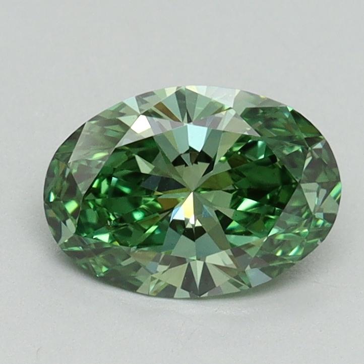 0.91 Ct. Fancy Vivid Green Oval Lab Grown Diamond