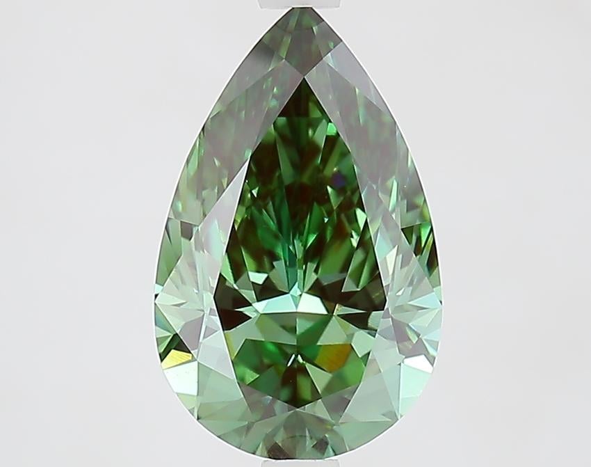 2.56 Ct. Fancy Vivid Green Pear Lab Grown Diamond
