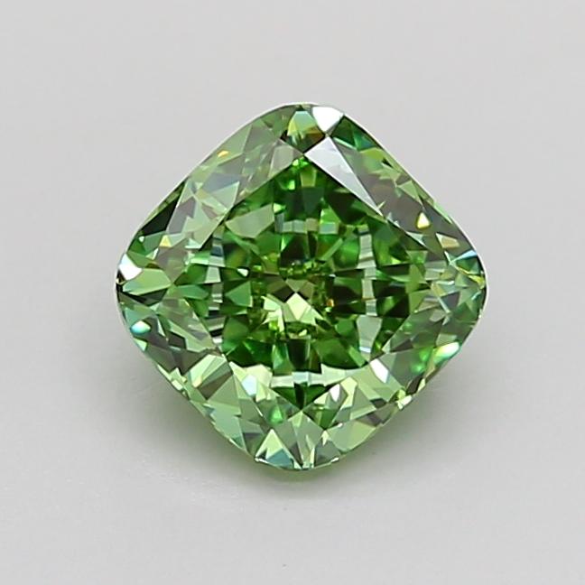 1.05 Ct. Fancy Vivid Green Cushion Lab Grown Diamond