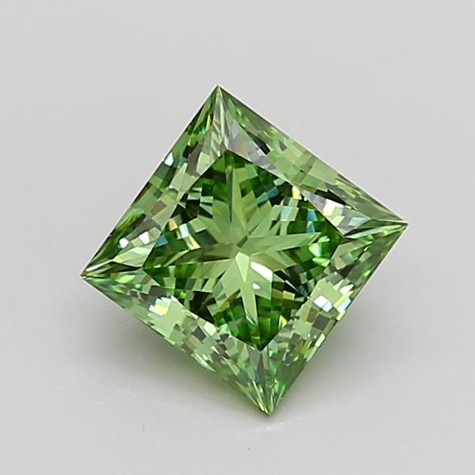 1.13 Ct. Fancy Vivid Green Princess Lab Grown Diamond