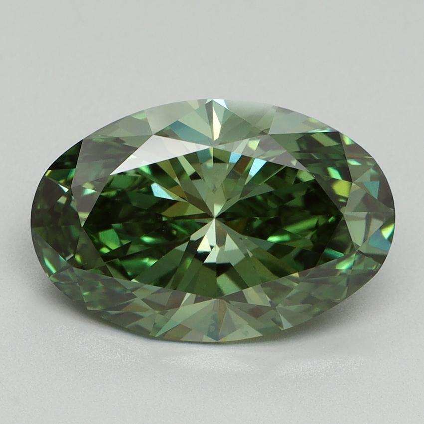 4.10 Ct. Fancy Vivid Green Oval Lab Grown Diamond