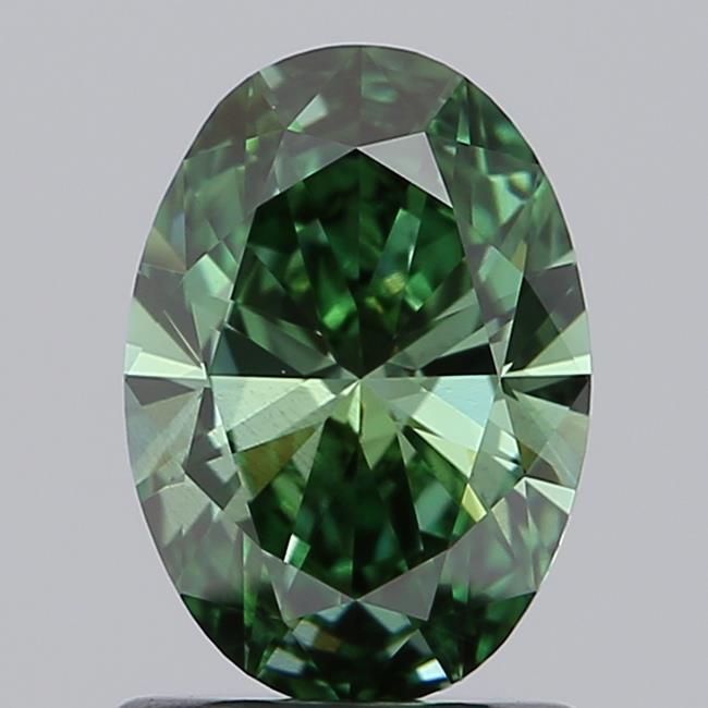 0.95 Ct. Fancy Vivid  Green Oval Lab Grown Diamond