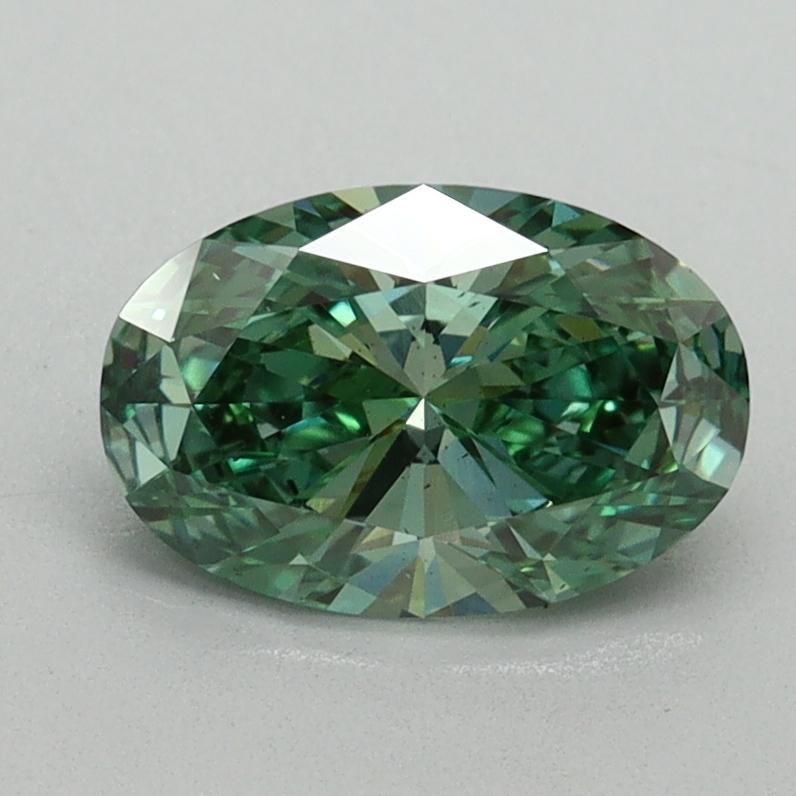 1.10 Ct. Fancy Vivid Green Oval Lab Grown Diamond