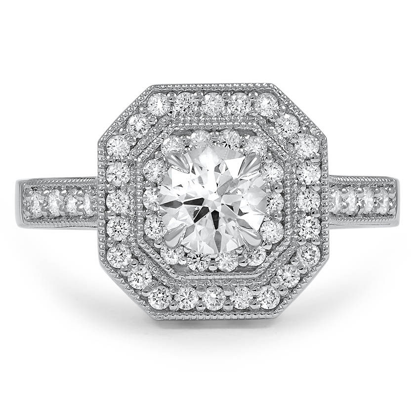 Custom Antique Double Halo Diamond Ring
