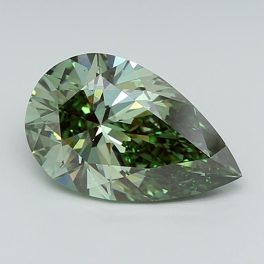 5.13 Ct. Fancy Vivid  Green Pear Lab Grown Diamond