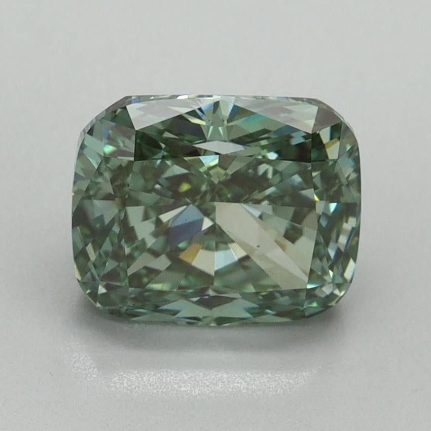 2.23 Ct. Fancy Vivid Green Cushion Lab Grown Diamond